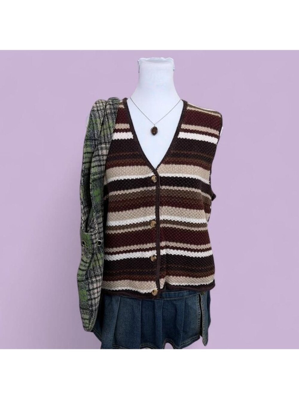 90s striped granola girl vest